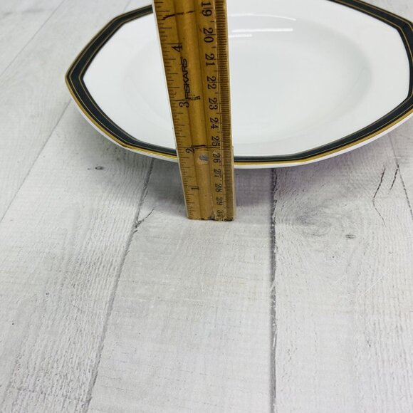 Christopher Stuart BLACK DRESS China Octagonal Large Rim  Pasta Soup Bowl Set 3 - Picture 9 of 13